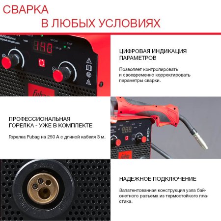 Полуавтомат сварочный FUBAG IRMIG 180 SYN с горелкой 250 А 3 м в комплекте в Махачкале фото